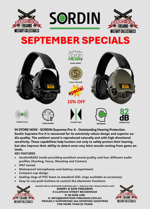 SEPTEMBER SPECIALS - SORDIN HEARING PROTECTION - SIMPLY THE BEST