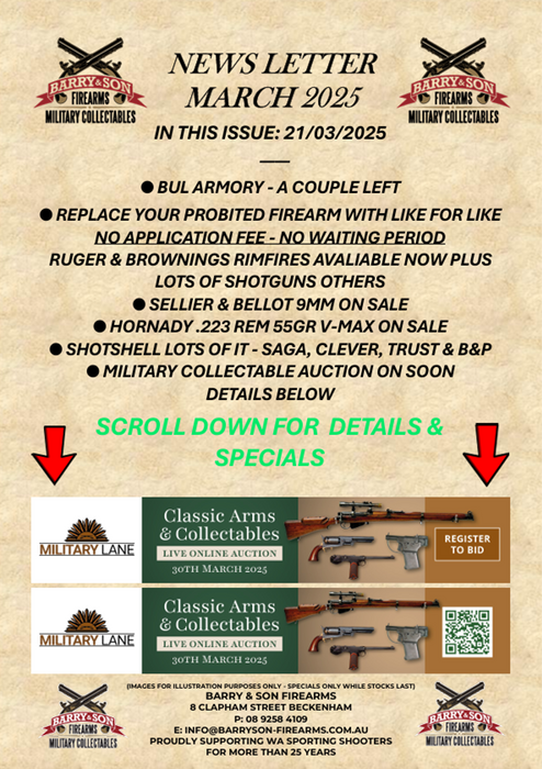 BARRY & SON FIREARMS NEWS LETTER MARCH No.3 21-03-2025