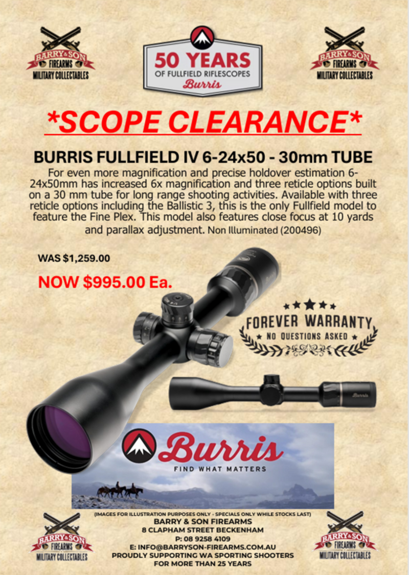 Burris Fullfield IV 6-24x50 Fine Plex - SCOPE CLEARANCE