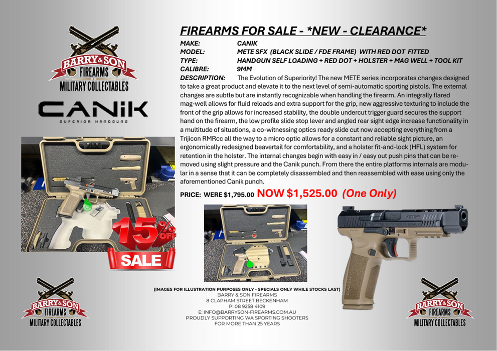 CANIK METE SFx - RED DOT FITTED - NEW - CLEARANCE SALE
