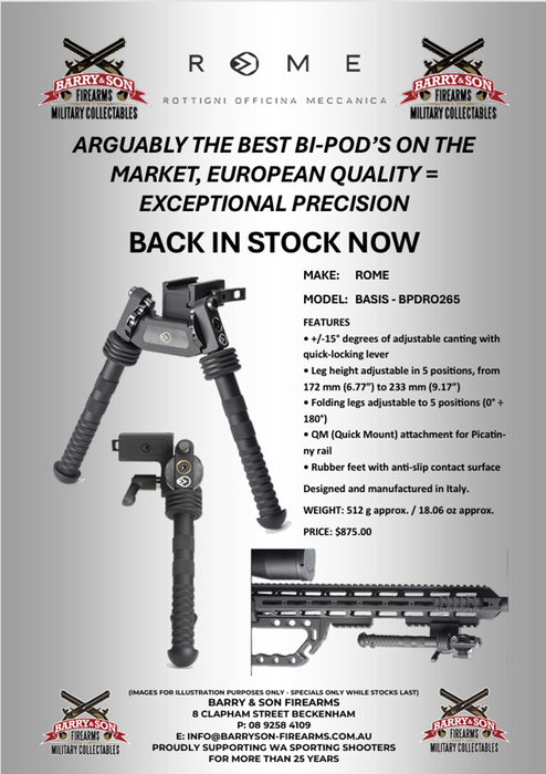 ROME BASIS BIPOD BACK IN STOCK - ROTTIGNI OFFICINA MECCANICA - THE BEST