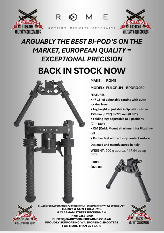 ROME FULCRUM BIPOD BACK IN STOCK - ROTTIGNI OFFICINA MECCANICA - THE BEST