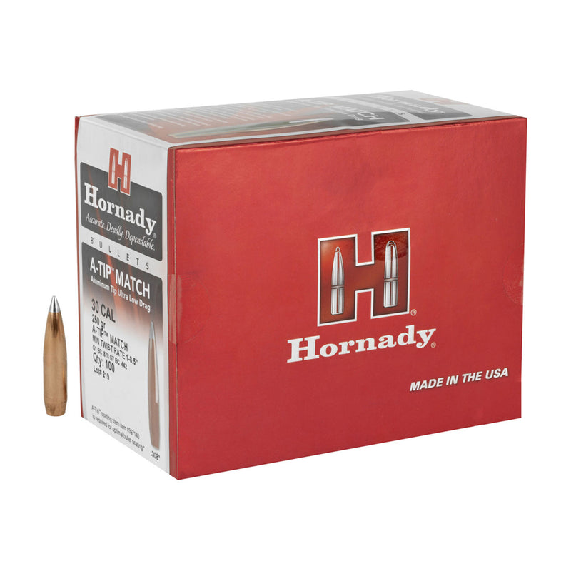 Hornady A-Tip Match 30 Caliber 176gr Ultra Low Drag Bullets