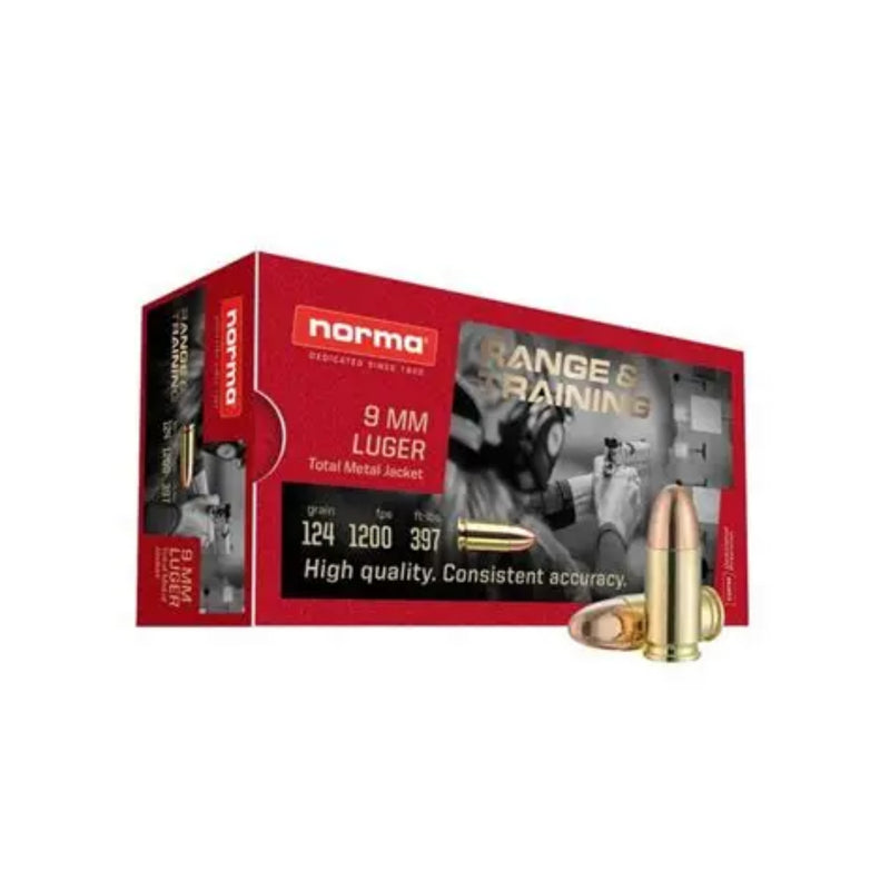 Norma 9mm Range & Training - 124gr Full Metal Jacket (FMJ)