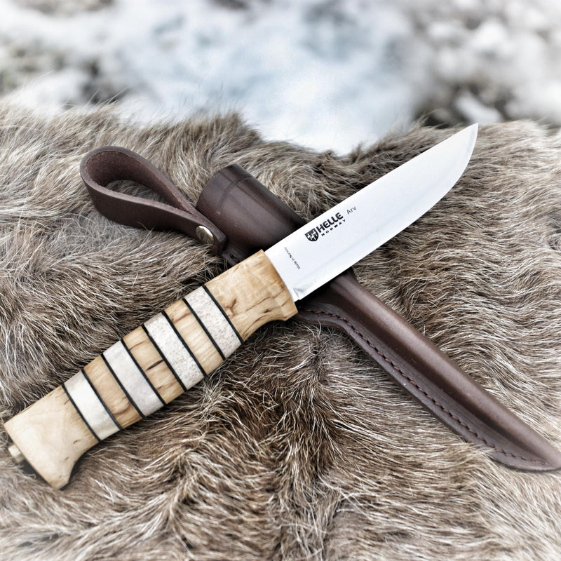 Helle Arv knife with leather sheath